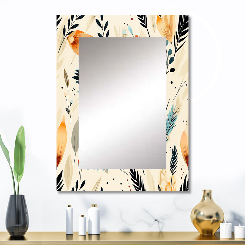 Tribal Oasis Boho Pattern - boho  Wall Mirror, Floral, Nature Decorative Mirror, Printed Metal Art, 32" x 24"
