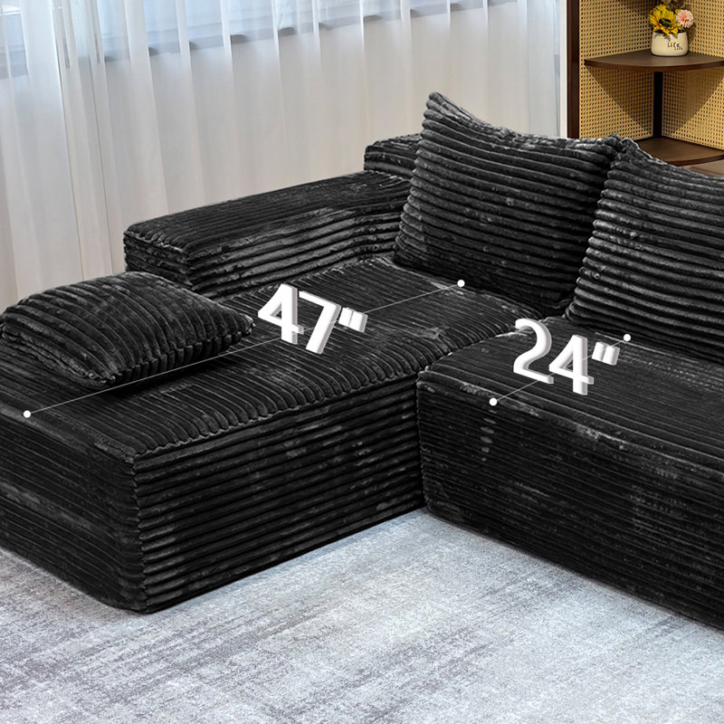 Canapé modulaire en forme de L de Boneless, Noir