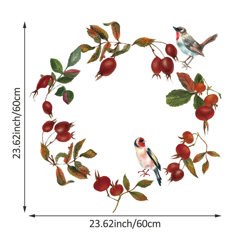 Autocollant de fenêtre rétro «Sparrows and Berries» qui n'endommage pas le mur