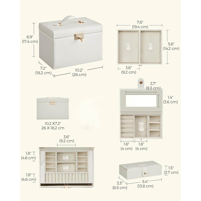 Jewellery Box +, White/Cream