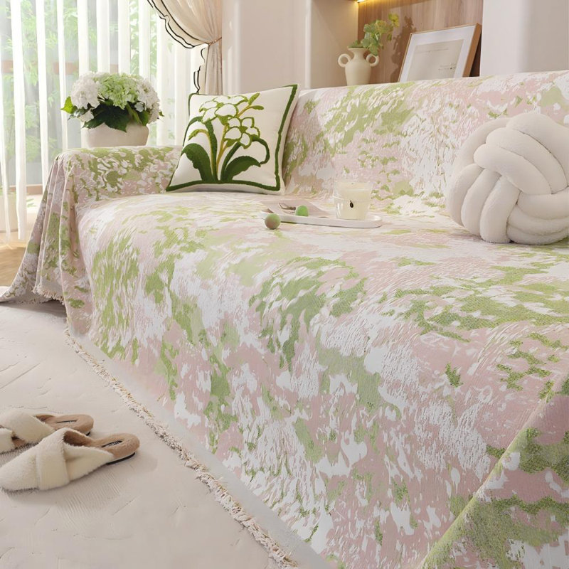 Housse de canapé rétro en jacquard pour canapé modulaire à motif floral, H 150 po x l 71 po x P 1 po