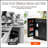 Modern Farmhouse Kitchen Island with Drawers, Trash Can Storage, and Barn Door Spice Rack, 53.2W x 20.9D x 38H Inches-1868749957