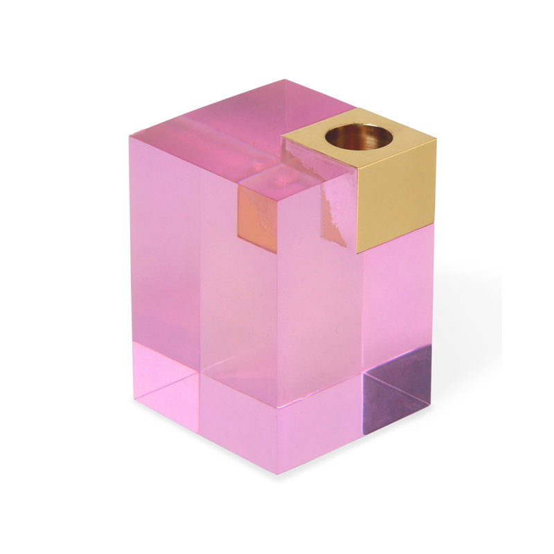 Monte Carlo Candle Holder, Pink, 2.5" H x 3" W x 3" D