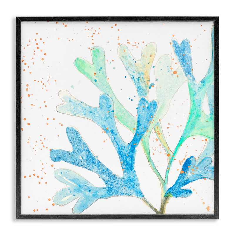 Giclée moderne bleue par Patricia Pinto, Giclée encadrée noir minuit, H 17 po x l 17 po