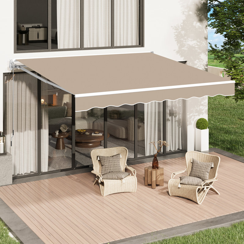 Auvent de terrasse à pente manuelle AECOJoy, Beige, L 240 po x P 120 po, Couleur unie