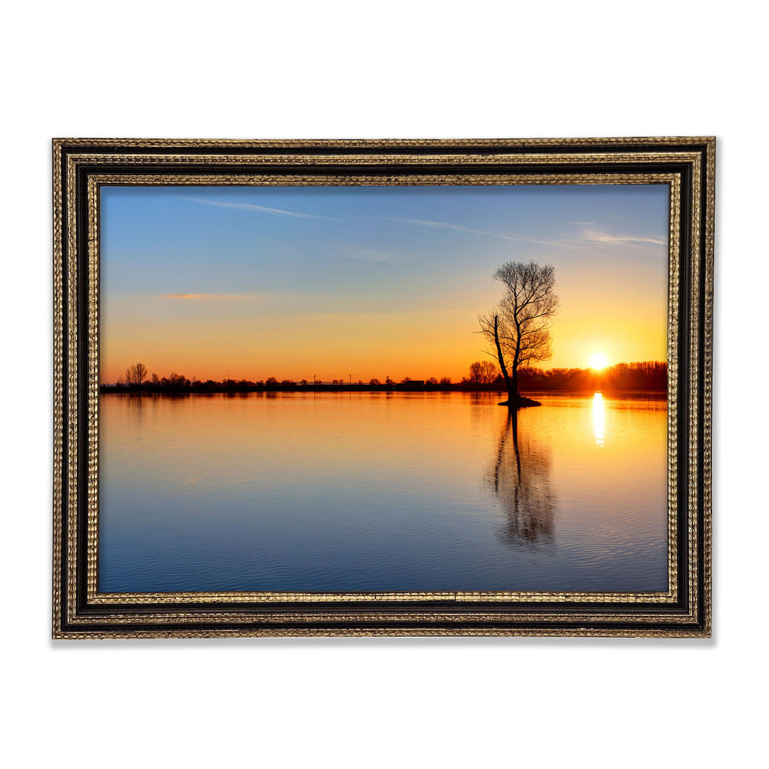 Gerahmter Fotodruck Sunset Above The Trees River