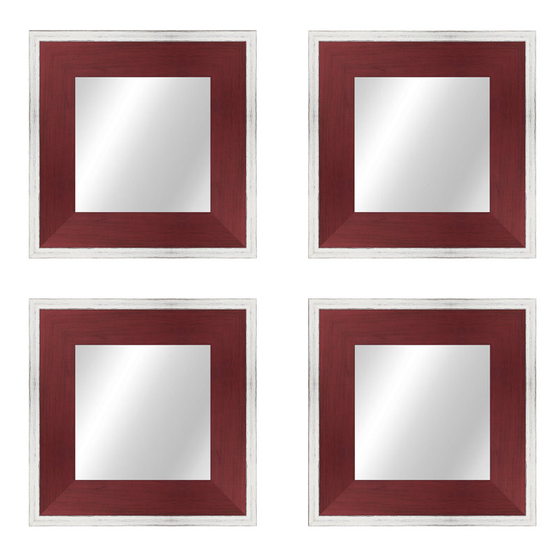 Natural Wood, 22.5" x 22.5", White/Red
