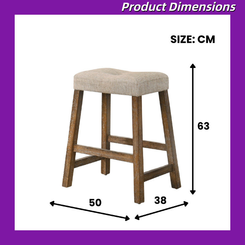 Ensemble de 2 tabourets de comptoir en bois sans dossier d'une hauteur de 25 pouces avec siège en similicuir style campagne