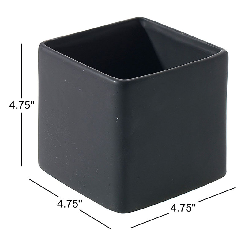 Demetria Ceramic Pot Planter, 4.75" H x 4.75" W x 4.75" D, Matte Black