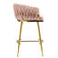 Ensemble de 2 tabourets de bar 26 po à hauteur de comptoir, tabouret de bar pour îlot de cuisine avec dossier ondulé à la main, base chromée dorée et repose-pieds-1427965335