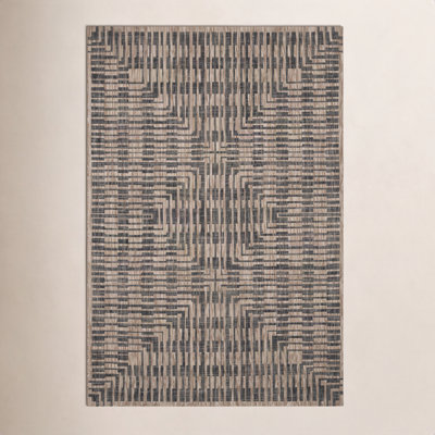 Tiza Brown Black Geometric Outdoor Rug