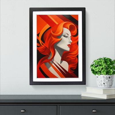 XYZ-FRM-V1223-5437 Red Headed Woman Constructivism No.3 - Single Picture Frame Print on Wood