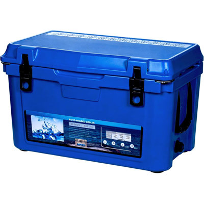 45qt Camping Cooler with Extra-Thick Insulation. Portable Ice Chest Box Keeps Ice 7 Days. -Molded Cooler for Beach. Fishing. Boat & Picnic. Blue