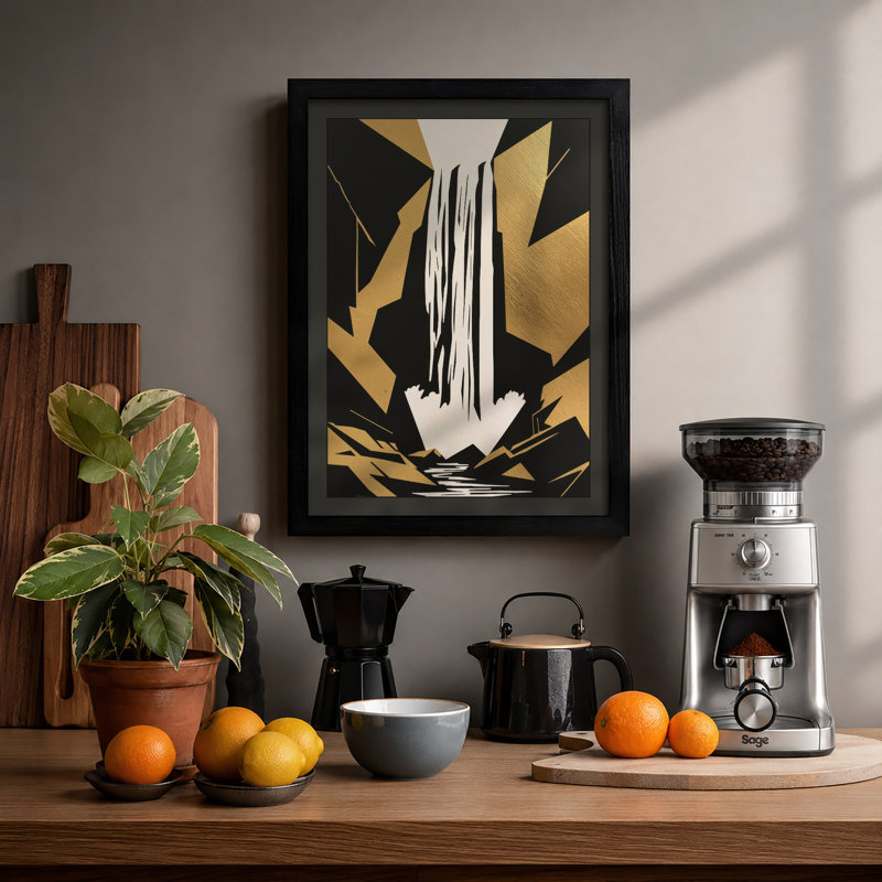 Geometric Waterfall Art Deco - Print, Black, A3 - 42.0 x 29.7 cm