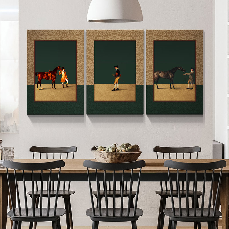 3 panneaux d'art mural encadré, 3 pièces rétro, peinture à cheval, peinture, décoration pour cadeau de Noël, café, bureau, salle à manger, salon, salle de bain, chambre à coucher, prêt à accrocher, encadré sur toile
