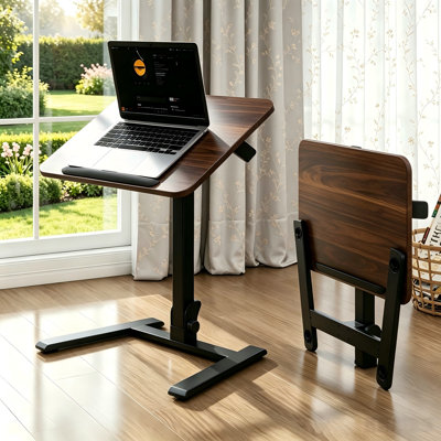 Foldable Laptop Table with Stoppers - 90° Tiltable Rolling