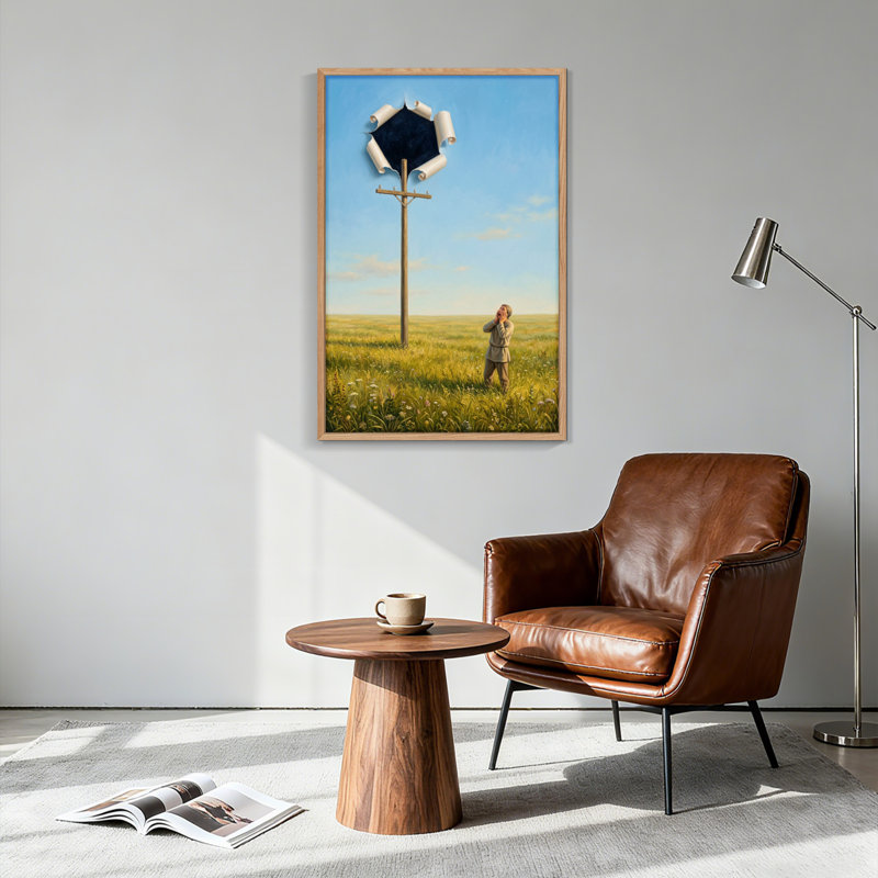 Ensemble de 1 tableau sur toile représentant un paysage surréaliste, H 48 po x l 36 po, Naturel