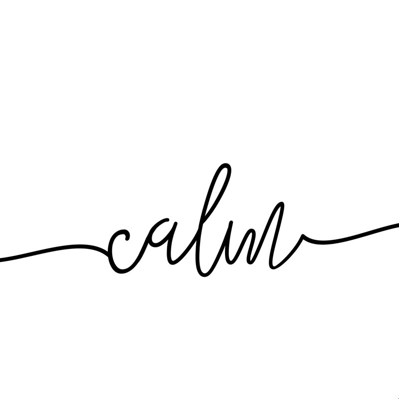 «Calm Typo», art textuel sur toile tendue, H 12 po x l 12 po x P 1,25 po, Cadre flottant noir, Non
