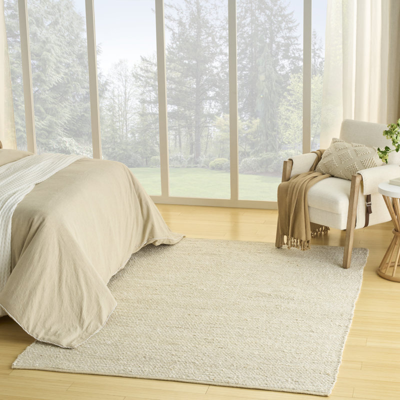 Gerri Solid Color Flatweave Area Rug, Rectangle 4' x 6', Ivory