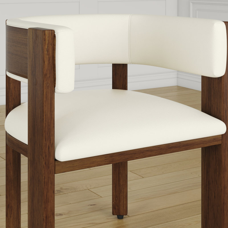 Arm Chair, Barrel Dining Chairs Set Of 2, Upholstered Curved Backrest Chair With Wood Frame For Kicken Dining Room, 2, Beige