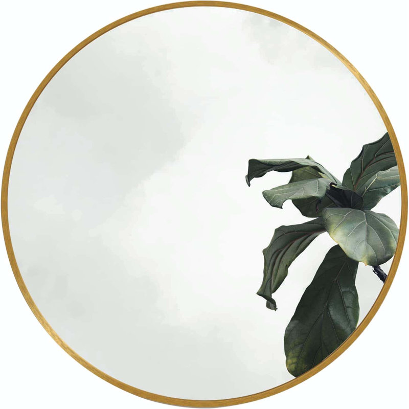 Miroir de salle de bain 20 po | Miroir mural moderne pour meuble-lavabo, salon et vestibule, Doré, 20 po X 20 po, Rond