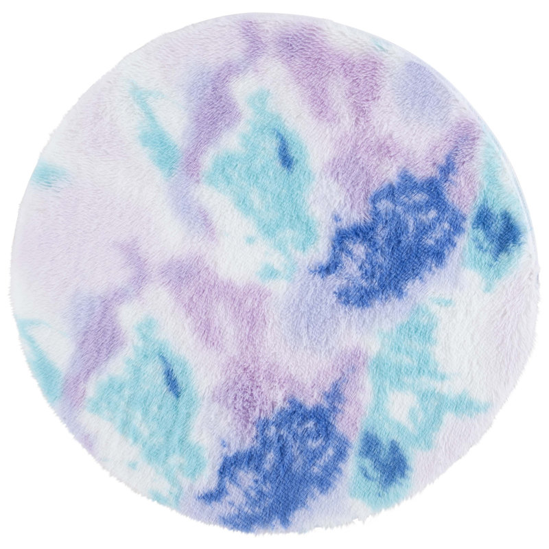 Zelline Shag Performance Abstract Rug, Round 4'