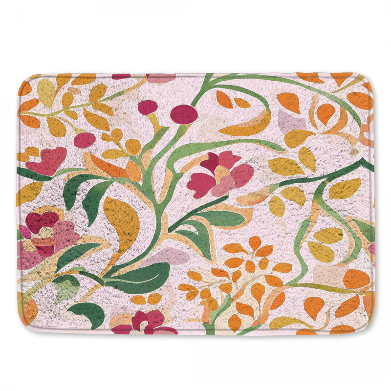 Tapis de bain floral Boho, 24in W x 17in L