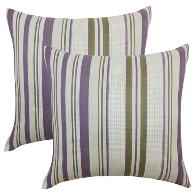 Striped Feather Reversible Throw Pillow