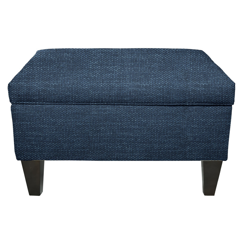 Repose-pieds de rangement rectangulaire en velours de 22 po de large Zaylee, Denim
