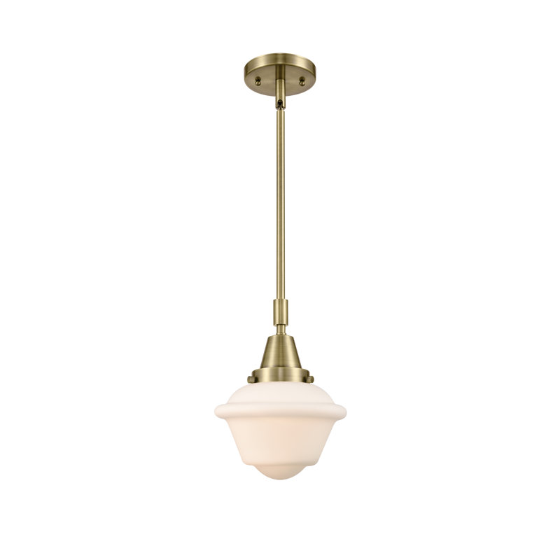 Luminaire suspendu pour école simple à 1 lumière Frand, Blanc mat, Ampoule non incluse, Cuivre antique
