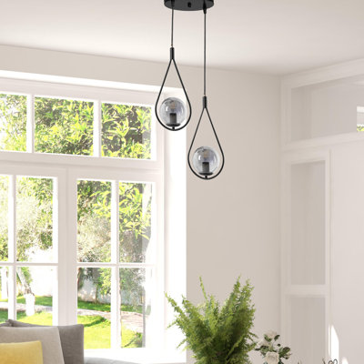 Industrial Scandinavian Chandelier, 100% Metal, 27.6 in Height x 9.8 in Diameter | Oven Dried Paint & Tumbled Coating | E27 Socket, Max 40W | Sleek Black Finish for Modern Home Décor & Lighting