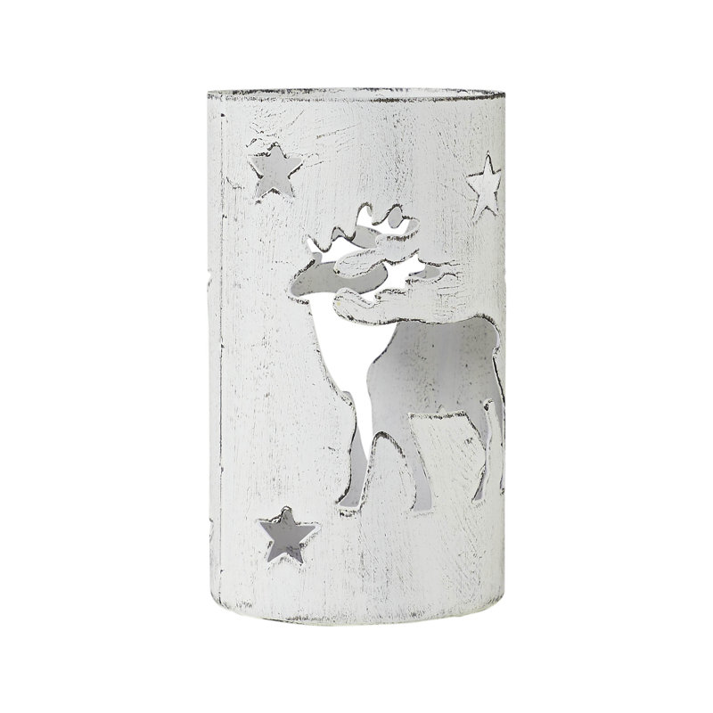 Porte-bougie festive trouvailles renne blanc, H 4,25 po x l 2,75 po x P 2,75 po