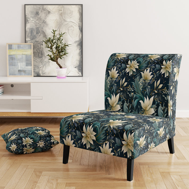 Rustic Victorian Brocade Victorian Motif - Chaise d'appoint de chalet rembourrée à motif floral