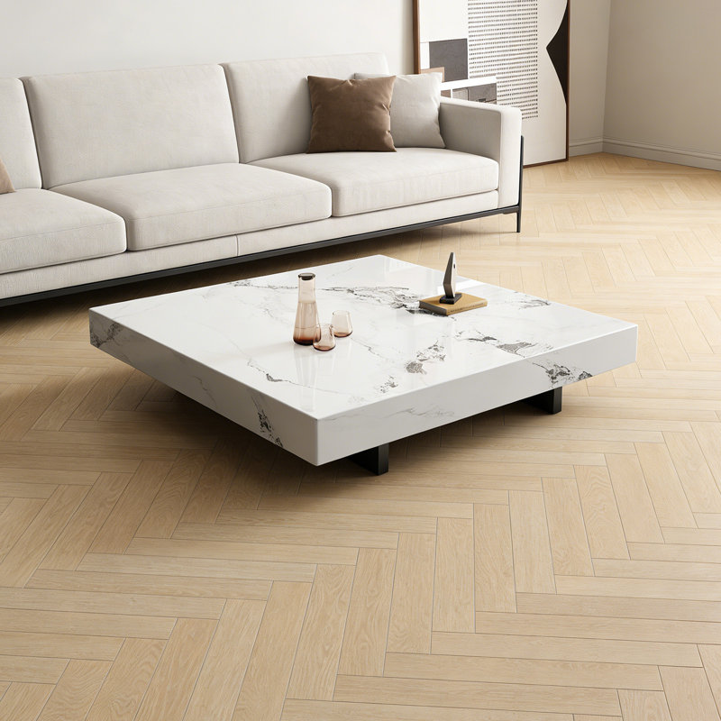 Table basse Minimalist Home, Blanc / Gris, H 11,81 po x L 31,49 po x l 31,49 po