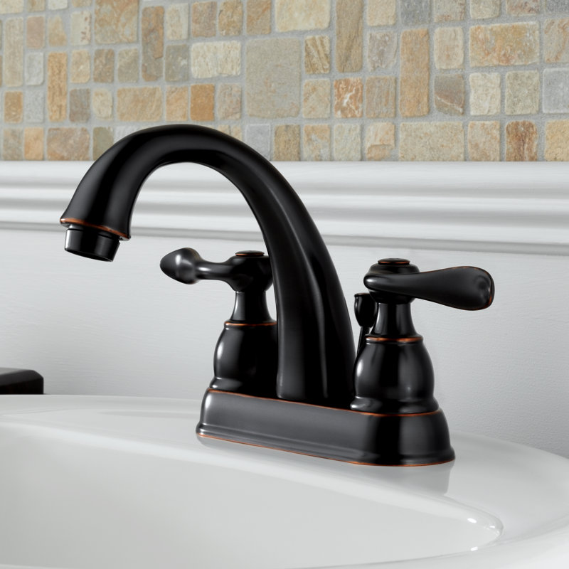 Robinet de salle de bain central avec ensemble de bonde Windemere, robinet d'évier de salle de bain à 2 poignées