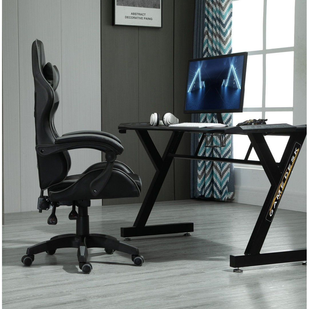 Inbox Zero Adjustable Reclining Ergonomic Faux Leather Swiveling PC & Racing Game Chair