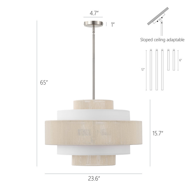 Lustre tambour moderne à niveaux, 23.6"