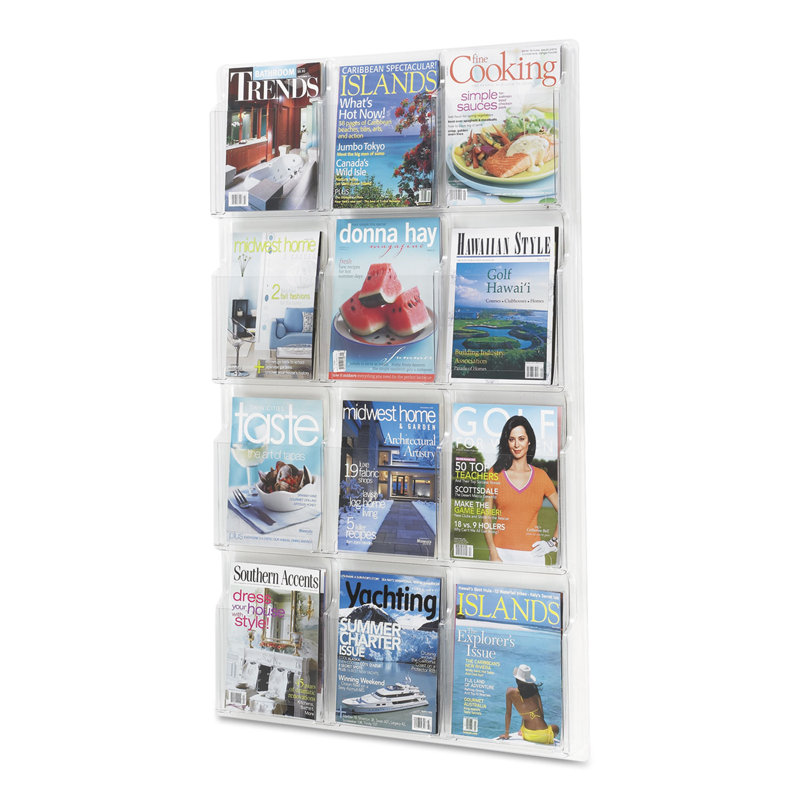 Clear 12-Compartment Wall-Mounted Plastic Literature Holder