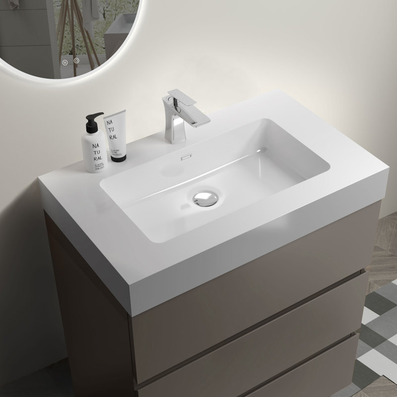 Meuble-lavabo 30 po avec lavabo, Blanc, Gris