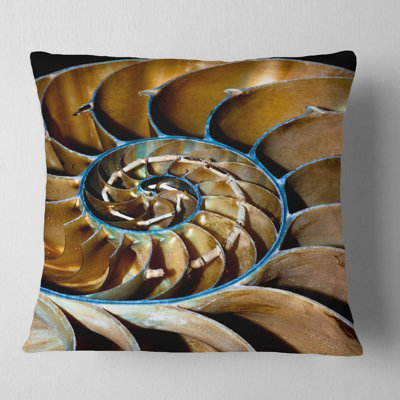 Brown Large Nautilus Shell - Abstract Printed Pillow