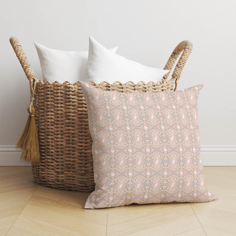 Storks & Bunnies Pink Pillow, 26" H x 26" W