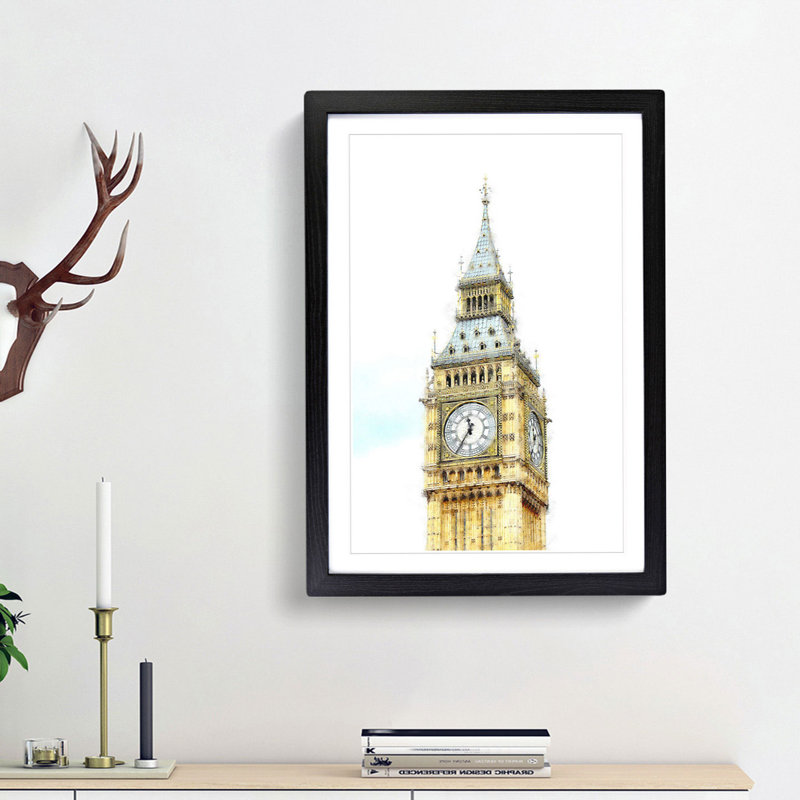 Big Ben - Picture Frame Graphic Art Print, 33cm H x 24cm W x 2cm D, Black Framed