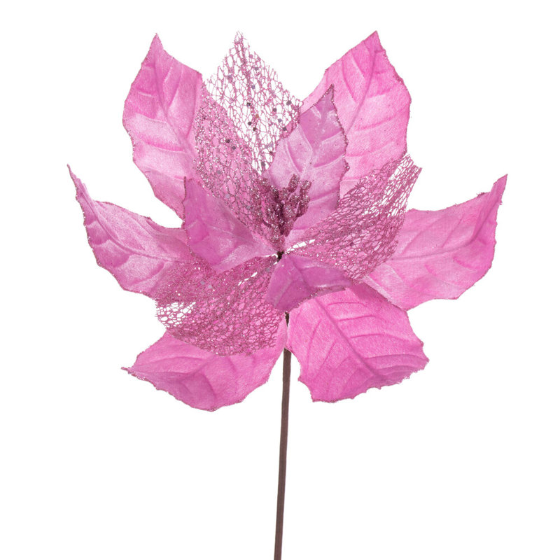 Tissu avec tige de poinsettia, Rose