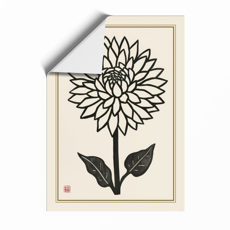 Dahlia Study Botanical - Framed Print, Unframed, A3 - 42.0 x 29.7 cm