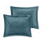 Édredon chic en velours bleu sarcelle pour lit double / grand lit, comprenant un édredon, des taies décoratives et un ensemble de literie, 2 taies décoratives, 1 coussin, lavable à la machine-120953701-120953702