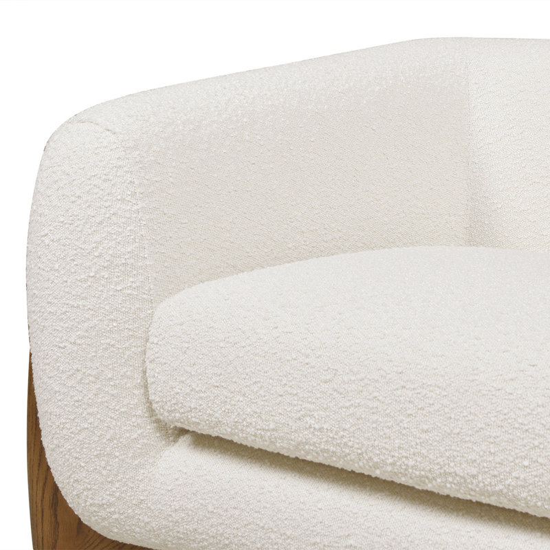 Amala Upholstered Barrel Chair, Ivory Boucle