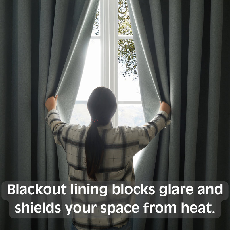 Linen Blackout Eyelet Curtains - Thermal Insulated Room Darkening Window Panels, Sage Green, 168cm Width x 137 cm Drop