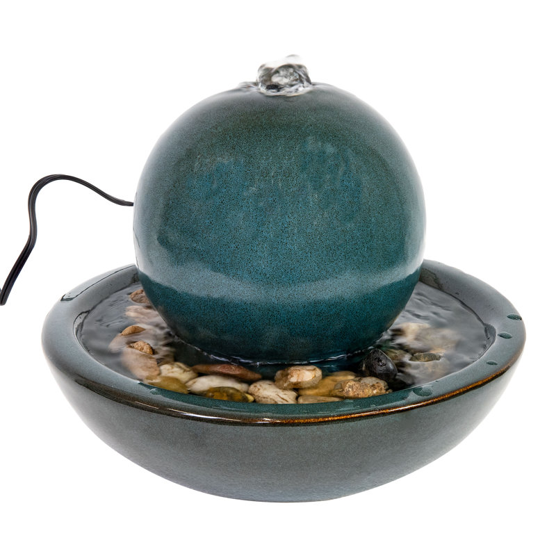Fontaine de table en céramique avec orbe Donlon, Vert
