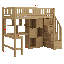 Lit mezzanine simple en bois: bureau intégré, DEL, tablettes de rangement, armoires et escalier-1623757530