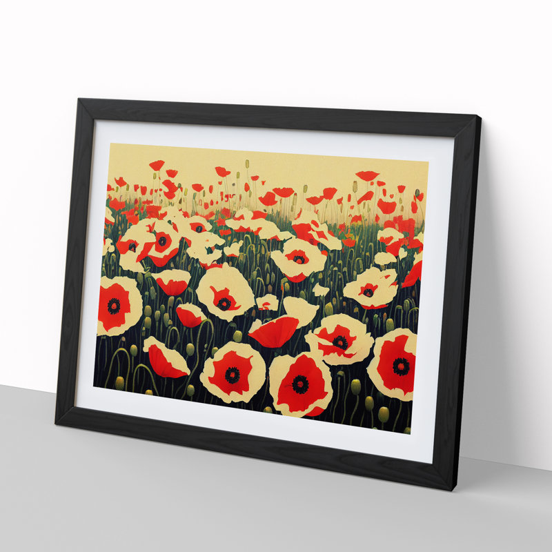 Evolving Poppy Flowers - Framed Print, 34cm H x 46cm W x 2cm D, Black